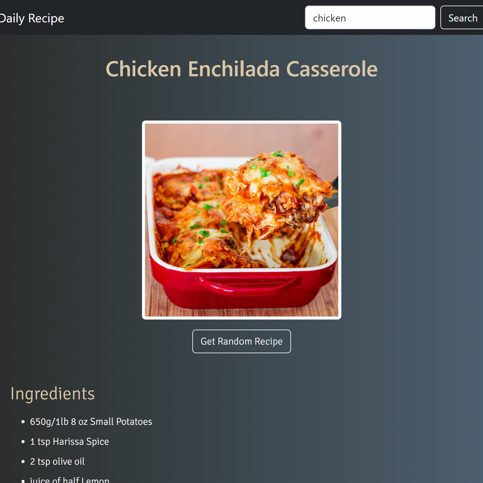 Daily Recipe app picture